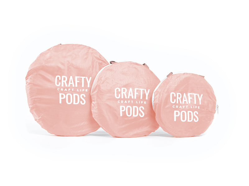 Large, medium and small size Crafty Pods in pink